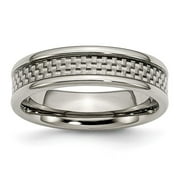 JEWELRYPOT Primal Steel Titanium with Grey Carbon Fiber Inlay 6mm Band