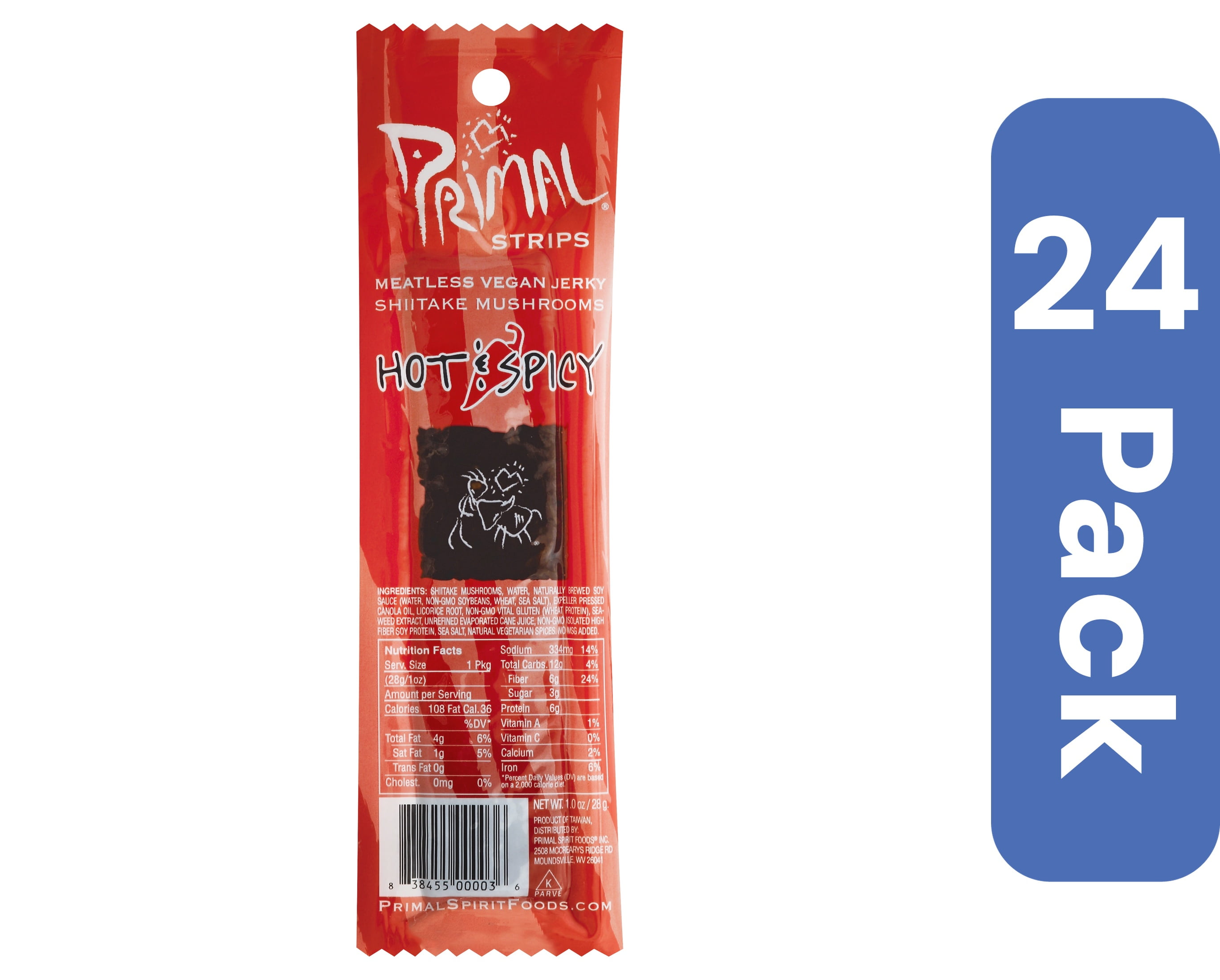 Primal Strips Jerky Meatless Shiitake Hot Spice 1 oz (Pack Of 24)