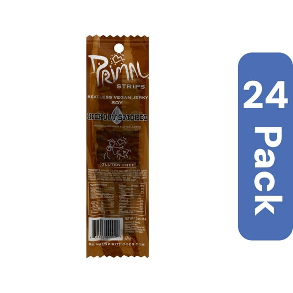 Primal Strips Jerky Meatless Soy Hickory Smoked 1 oz (Pack Of 24)
