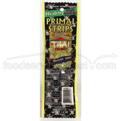 Primal Strips Thai Peanut Meatless Jerky, 1 Ounce -- 24 per case.