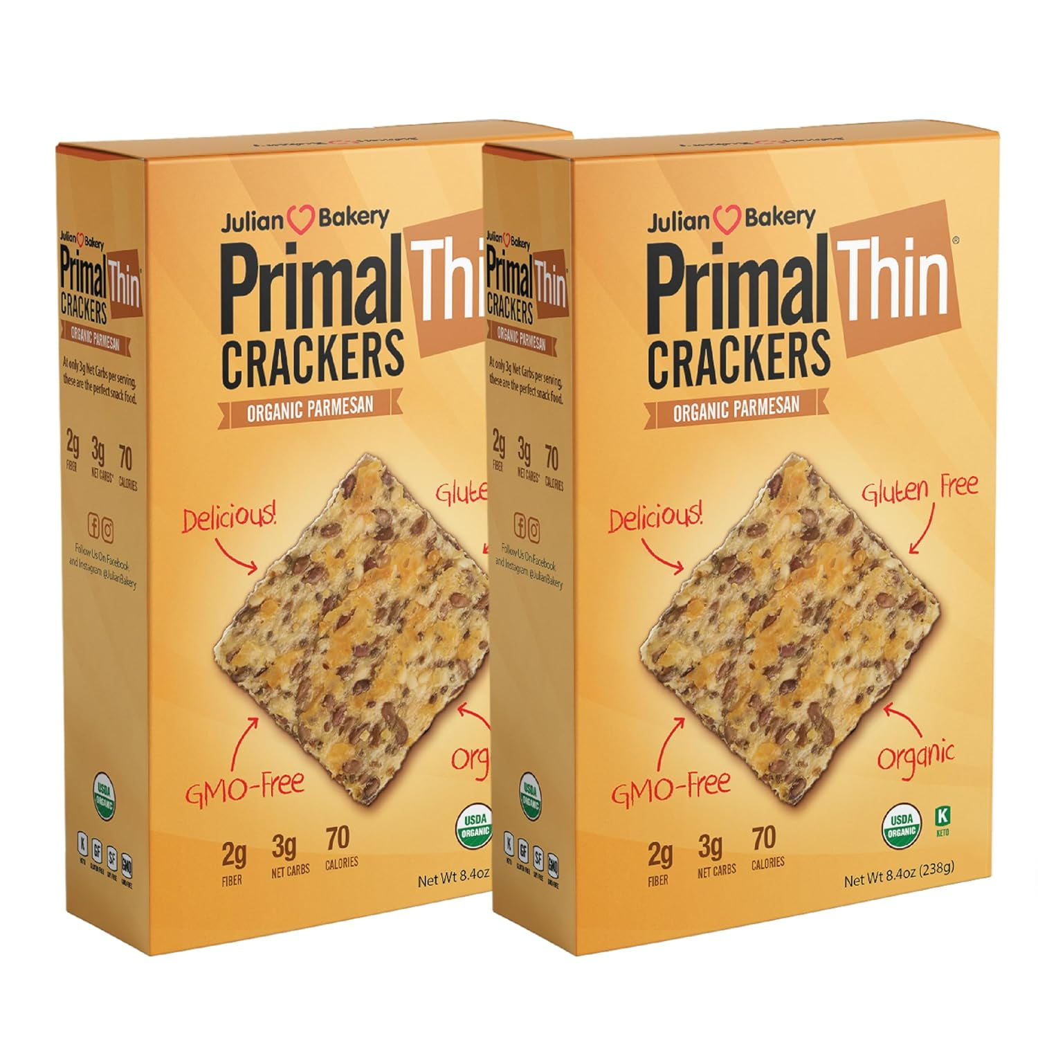 Primal Thin Crackers Parmesan USDA Organic GlutenFree Grain