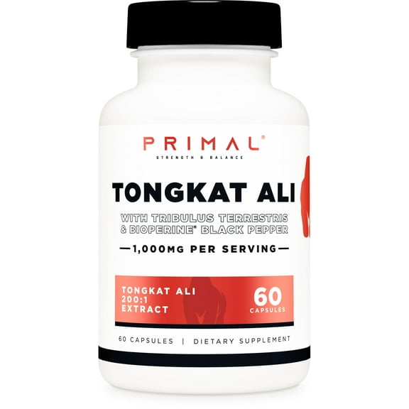 Primal Tongkat Ali Capsules (60 Capsules / 30 Servings, 1,000 mg Per Serving)