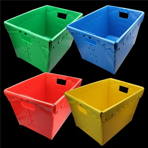 Primary Assorted Plastic Storage Postal Tote - 4 Pack