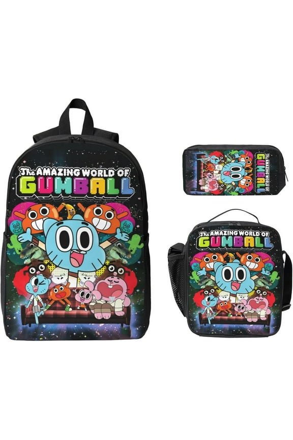 Primary Backpack Set With Lunch Box Pencil Case The Amazing World Of Gumball Elementary Bookbag Daypacks Gifts Fashion Laptop Backpack Style-4