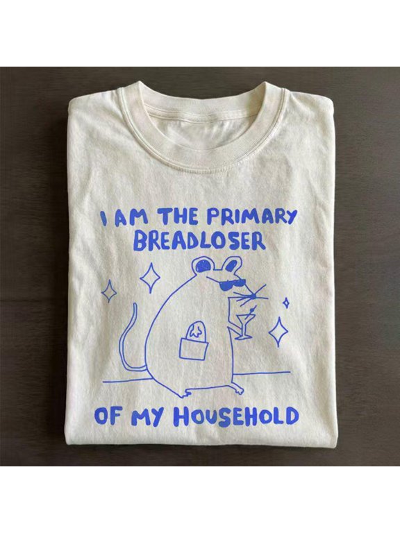Primary Breadloser Shirt Funny Mouse Graphic Tee Relatable Gift for Her Rat Lover Tee Trendy Weird Girl Shirt