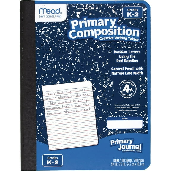 Mead Composition Notebooks 9.75" x 7.5" Primary Ruled 100 Sheets Blue Marble 3/Bundle (MEA09902-3)