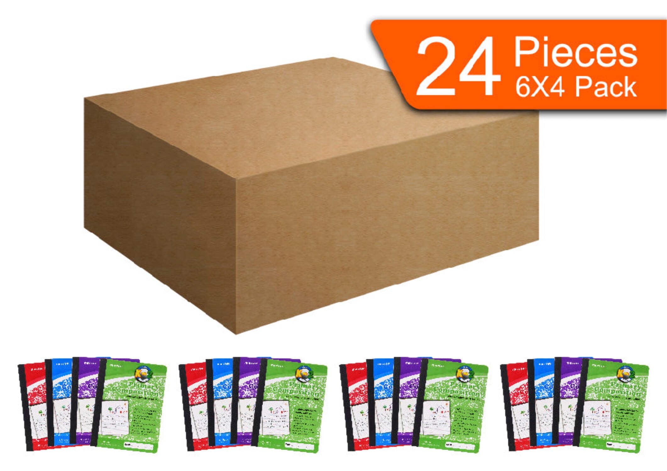 Mintra Primary Composition Notebook 24pk/Case - 1/2 Page - Assorted - Flexible Hardcover - 07294 (04667) - 80 Sheets