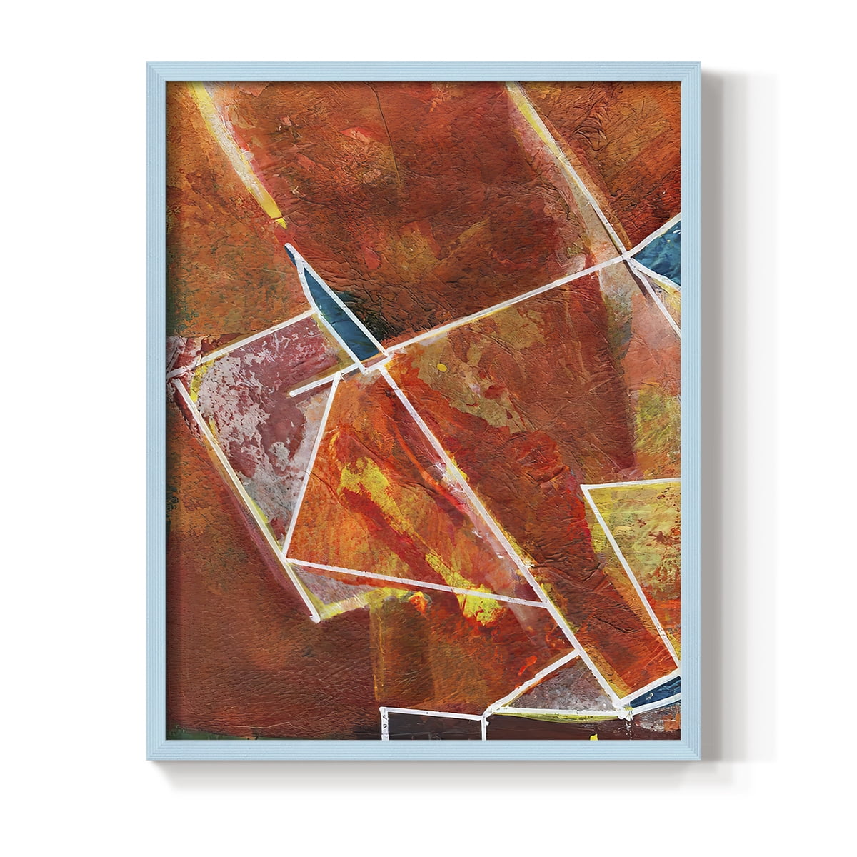 Primary Connection II Framed Print in Blue Solid Wood Framed Print No Nail Hanging