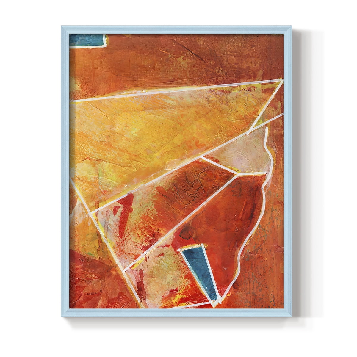 Primary Connection III Framed Print in Blue Solid Wood Framed Print No Nail Hanging