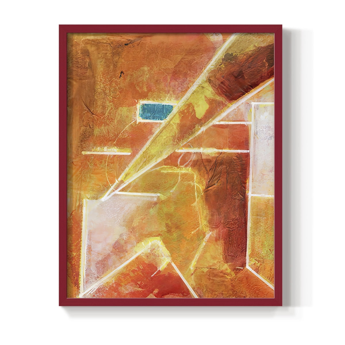 Primary Connection VI Framed Print in Red Solid Wood Framed Print No Nail Hanging
