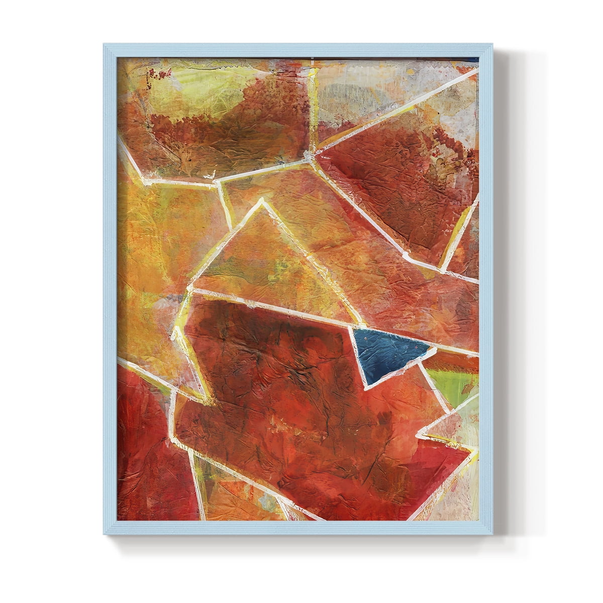 Primary Connection VII Framed Print in Blue Solid Wood Framed Print No Nail Hanging