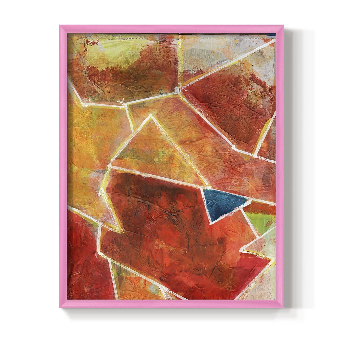 Primary Connection VII Framed Print in Pink Solid Wood Framed Print No Nail Hanging