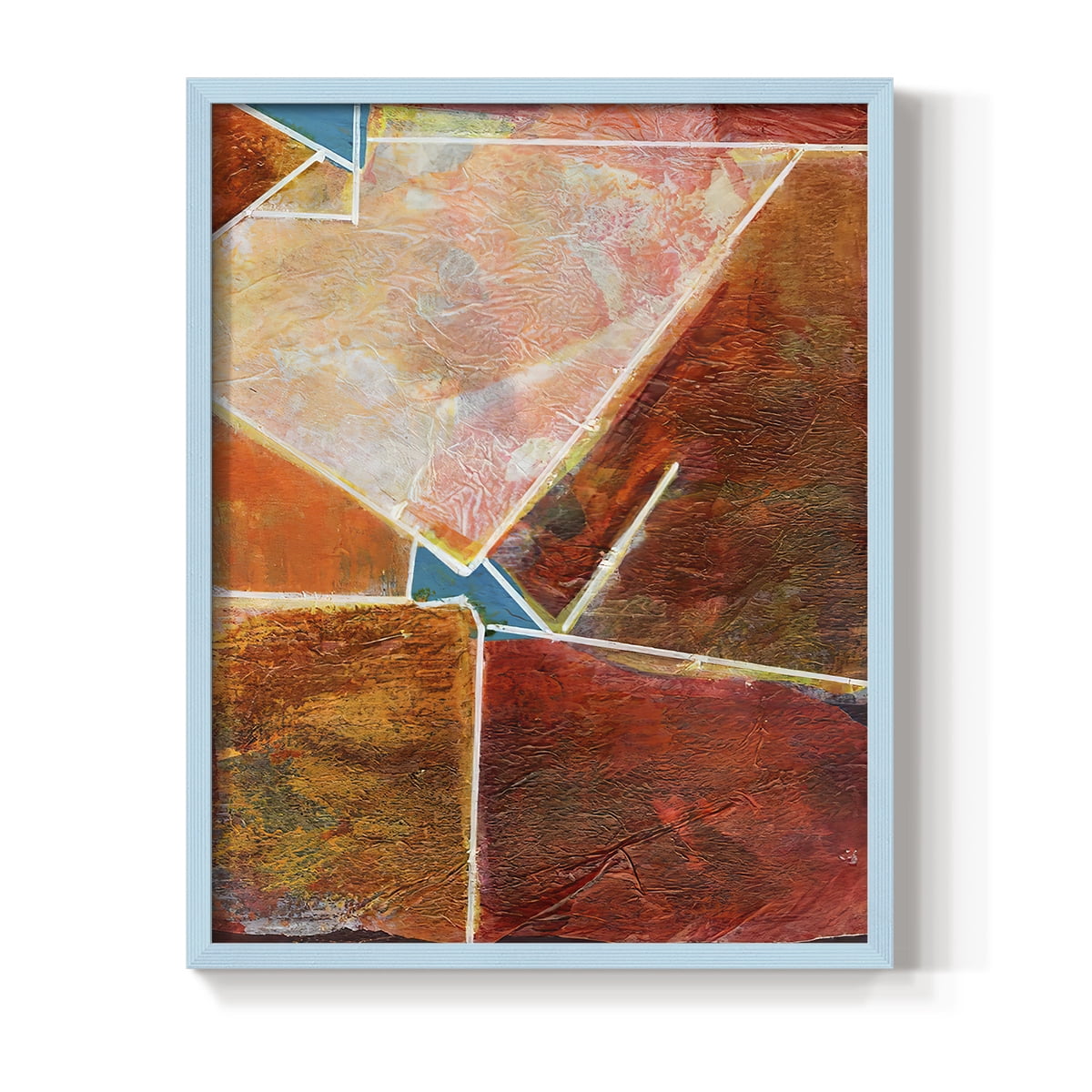Primary Connection VIII Framed Print in Blue Solid Wood Framed Print No Nail Hanging