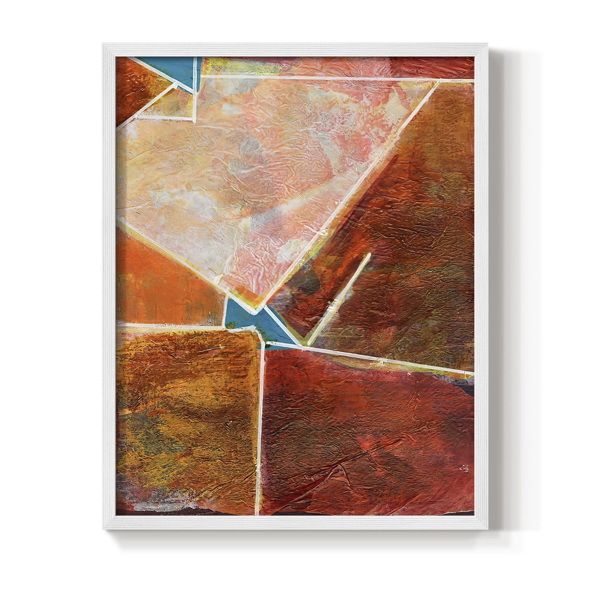 Primary Connection VIII Framed Print in White Solid Wood Framed Print No Nail Hanging