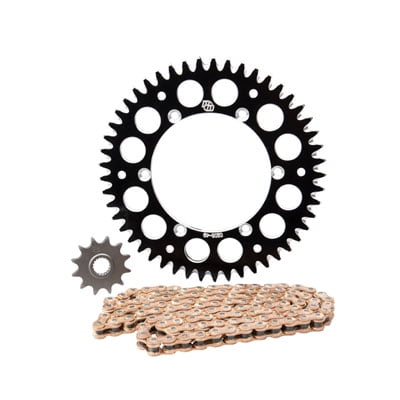 Primary Drive Alloy Kit & Gold Plated MX Race Chain Black Rear Sprocket For Beta 300 RR 2017