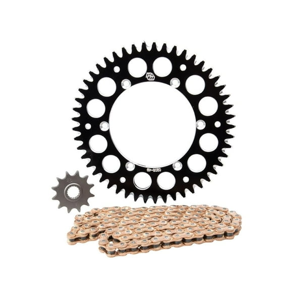 Primary Drive Alloy Kit & Gold Plated MX Race Chain Black Rear Sprocket For HUSQVARNA TE 300i (Fuel Injected) 2019-2023