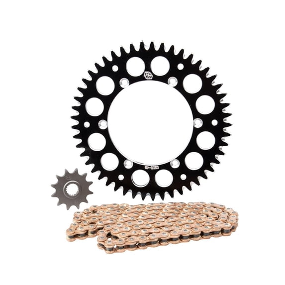Primary Drive Alloy Kit & Gold Plated MX Race Chain Black Rear Sprocket For KTM 380 SX 1998-2002