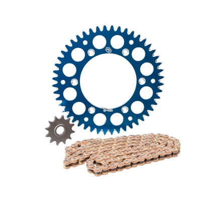 Primary Drive Alloy Kit & Gold Plated MX Race Chain Blue Rear Sprocket For Yamaha WR250F 2020-2025