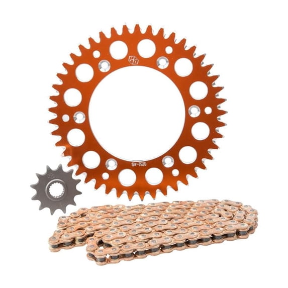 Primary Drive Alloy Kit & Gold Plated MX Race Chain Orange Rear Sprocket For GASGAS EX 450F 2021-2023
