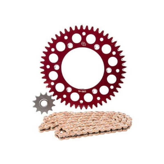 Primary Drive Alloy Kit & Gold Plated MX Race Chain Red Rear Sprocket For Honda CR125R 1997