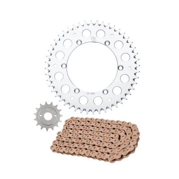Primary Drive Alloy Kit & Gold Plated MX Race Chain Silver Rear Sprocket For Suzuki RM125 2000-2003
