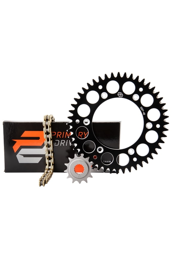 Chain and Sprocket Kit - Aluminum Rear/Gold X-Ring Chain Black Rear Sprocket For Husqvarna FX 450 2023-2024