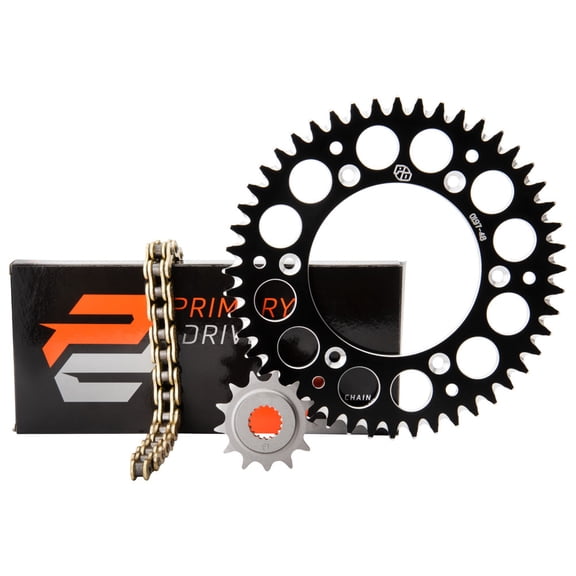 Primary Drive Chain and Sprocket Kit - Aluminum Rear/Gold X-Ring Chain Black Rear Sprocket For Husqvarna TE 250 (Fuel Injected) 2025