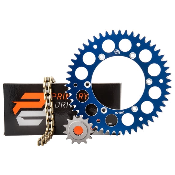 Primary Drive Alloy Kit & Gold X-Ring Chain Blue Rear Sprocket for KTM 400 XC-W 2007