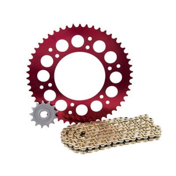 Primary Drive Alloy Kit & Gold X-Ring Chain Red Rear Sprocket for Honda CR125R 1997
