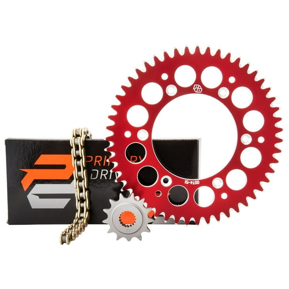 Primary Drive Alloy Kit & Gold X-Ring Chain Red Rear Sprocket