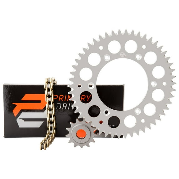 Primary Drive Alloy Kit & Gold X-Ring Chain Silver Rear Sprocket Silver Rear Sprocket For KTM 400 XC-W 2007