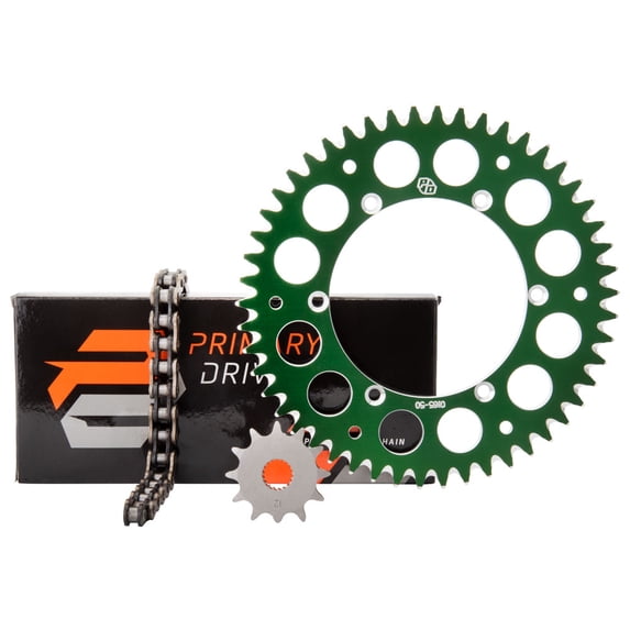 Primary Drive Chain and Sprocket Kit - Aluminum Rear/X-Ring Chain Green Rear Sprocket For Kawasaki KX250 X 2025-2026