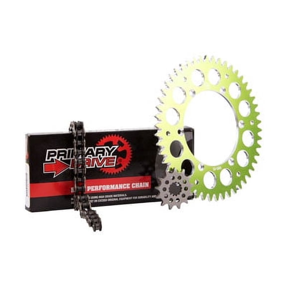 Primary Drive Alloy Kit & X-Ring Chain Green Rear Sprocket for Kawasaki KX125 2003