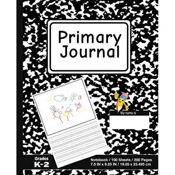Pre-Owned Primary Journal: School Marble Black - Grades K-2, Creative Story Tablet - Primary Draw & Write Journal Notebook For Home & School Classic Paperback