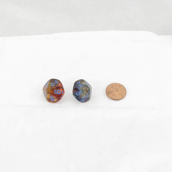 Primary Nebula Luminary Dice with Blue Numbers 16mm (5/8in) D10 Set of 2 Wondertrail