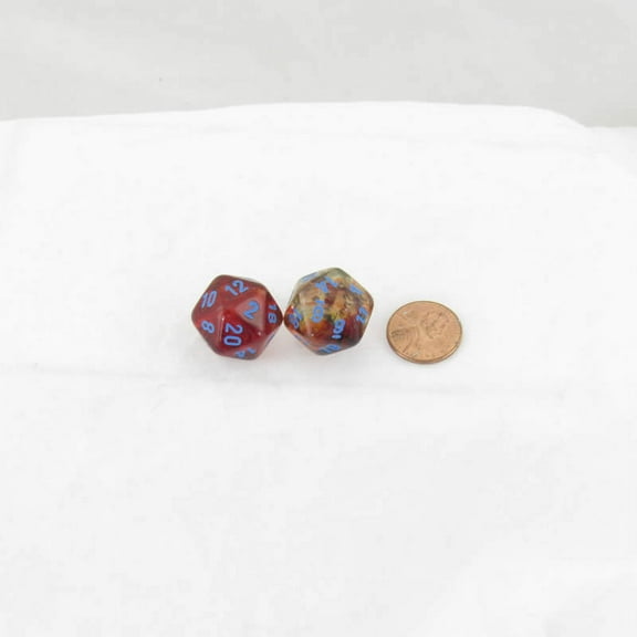 Primary Nebula Luminary Dice with Blue Numbers 16mm (5/8in) D20 Set of 2 Wondertrail