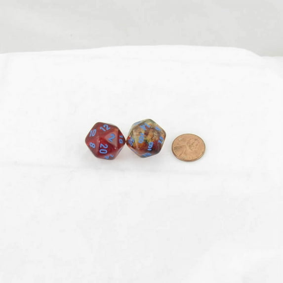 Primary Nebula Luminary Dice with Blue Numbers 16mm (5/8in) D20 Set of 2 Wondertrail