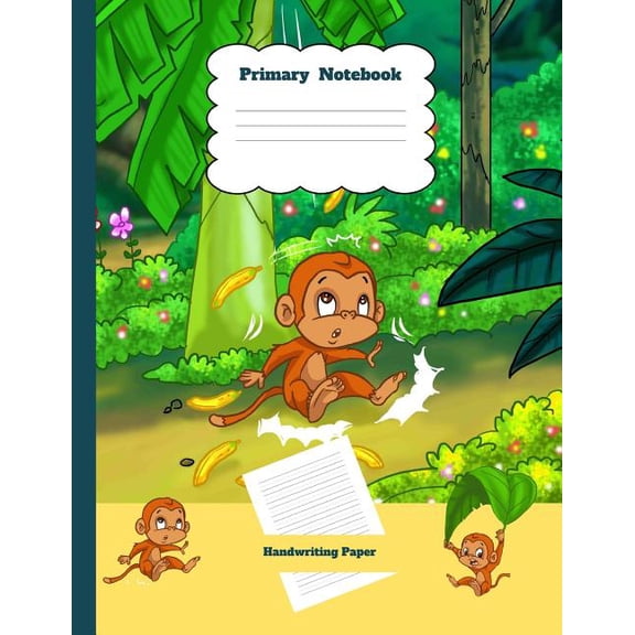Efrat Haddi Handwriting Practice Paper: Primary Notebook Handwriting Paper: Monkey Theme Dashed Mid Line School Exercise Book Plus Sketch Pages for Boys and Girls (Paperback)