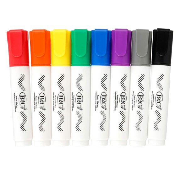 Primary Poster Chisel Tip Markers by B2C - Assorted Primary Colors  Bold Chisel Tip for Classroom Projects - Posters - and Art Activities - 8 Pack