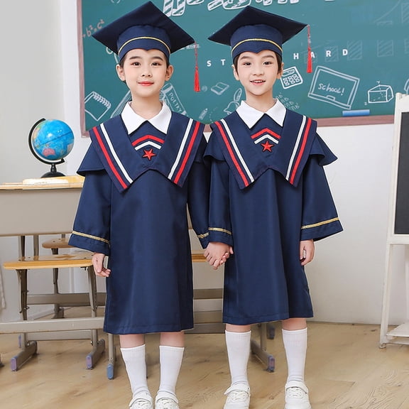 Primary School Unisex Matte Cap And Gown Cap And Gown 2025 With Tassel Kids Graduation Party Gift 7-8 Years