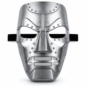 Primary Shipments Metal Supervillain PVC Doomsday Costume Mask for Teen and Adult Men, Silver
