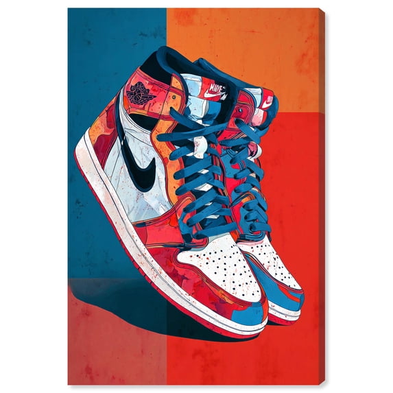 Primary Sneakers Shapes Canvas Print Retro Wall Decor by Notoriart, Gallery Wrapped, 30 x 45