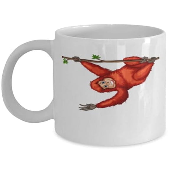 Primate 11 oz Coffee Mug - Orangutan Monkey Gift White Ceramic