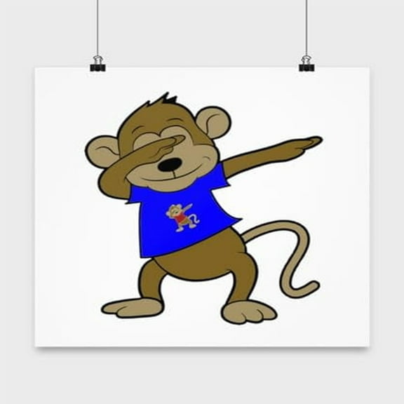 Primate Poster, Dabbing Monkey, Funny Ape Wall Art Gift, White 13x13in Poster