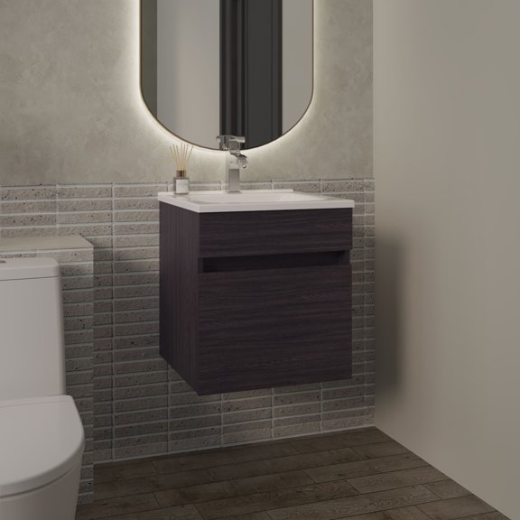 Primavera 18" Wide Floating Bathroom Vanity, With One Cabinet And Two Shelves