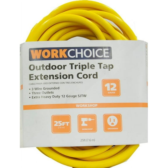 Prime 25' 12/3 Sjtw Ylw Trp-tap Ext Cord