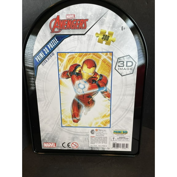 Prime 3D Marvel Avengers - Iron Man 3D Lenticular Jigsaw Puzzle in a Collectible Shaped Tin: 300 Pcs