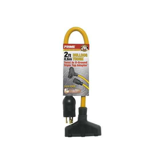 Prime Bulldog Tough AD060802 - Power splitter - NEMA L5-15 (M) to NEMA 5-15 (F) - AC 110 V - 60 cm - molded - yellow