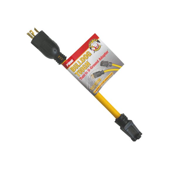 Prime Bulldog Tough AD100801L 12/3 STOW Twist to U-Ground - Power connector adapter - NEMA 5-15 (F) to NEMA L5-15 (M) - AC 110 V - 30.5 cm - yellow