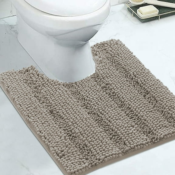 PrimeBeau Luxurious Microfiber Chenille Shaggy Rug for Bathroom, Soft and Absorbent, Washable, Fast Dry, Taupe, 20"x24"